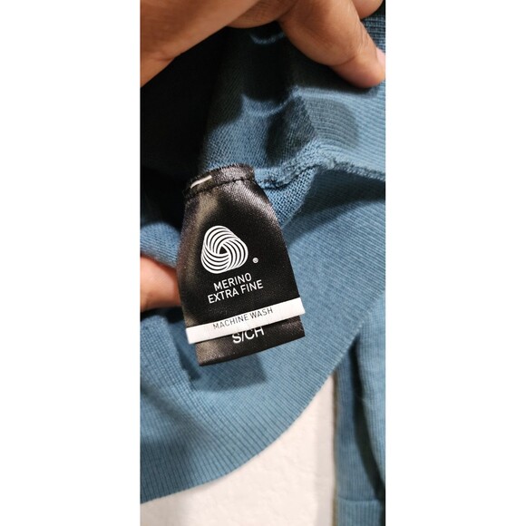 Katherine Barclay Women's Small Extra Fine Merino Wool Sweater Peacock Teal - Picture 5 of 10